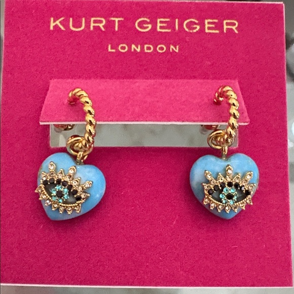 Kurt Geiger Evil Eye Turquoise Heart Earrings - Picture 4 of 4